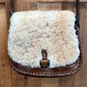 Patricia Nash Shearling Crossbody Bag - Cream and Brown